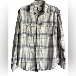 American Eagle Super Soft Gray Plaid Flannel Shirt Men’s Medium
